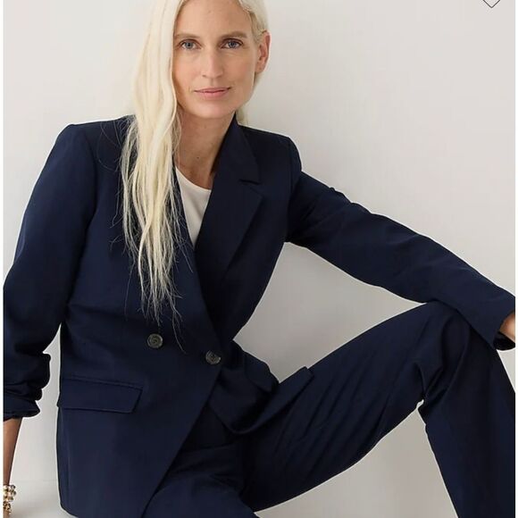 J. Crew Devon blazer in Bi- Stretch Cotton Blend women's 12 navy blue‎ career 23 - Picture 1 of 11
